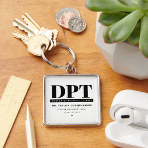 Personalized Modern DPT Doctor of Physical Therapy Keychain