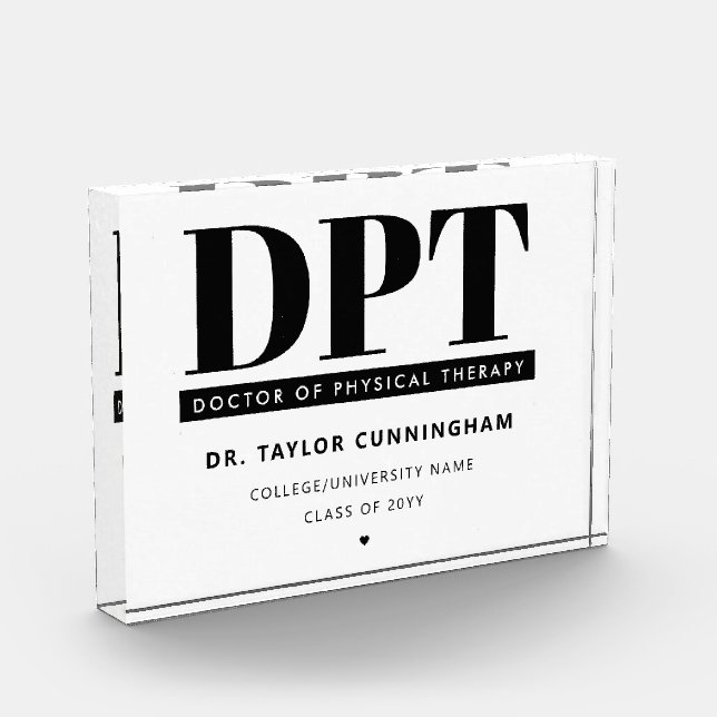 Personalized Modern DPT Doctor of Physical Therapy Photo Block (Left)