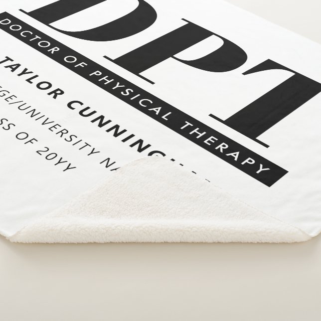 Personalized Modern DPT Doctor of Physical Therapy Sherpa Blanket (3/4)