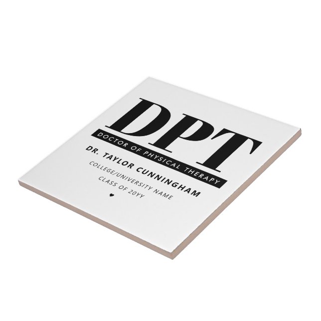 Personalized Modern DPT Doctor of Physical Therapy Tile (Side)