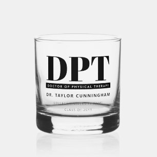 Personalized Modern DPT Doctor of Physical Therapy Whiskey Glass