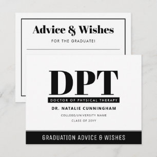 Personalized Modern DPT Graduation Advice & Wishes Card