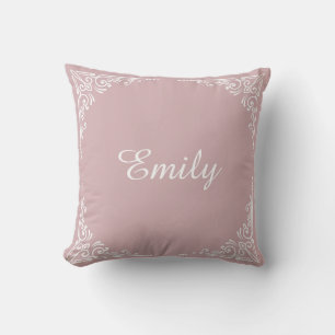 Personalized Modern Dusty Pink Typography Name  Throw Pillow