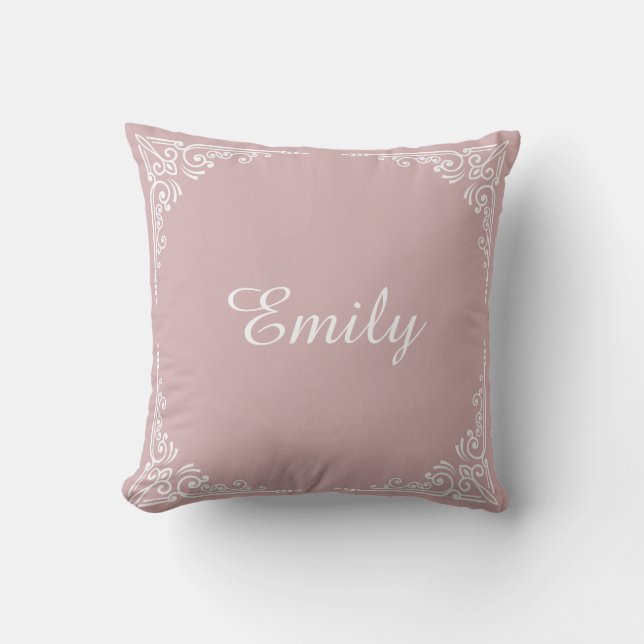 Personalized Modern Dusty Pink Typography Name  Throw Pillow (Front)