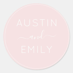Personalized Modern Dusty Rose Wedding Classic Round Sticker
