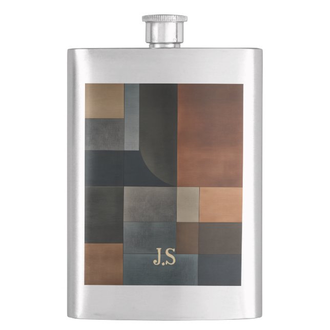 Personalized Modern Earthy Geometric Hip Flask (Front)