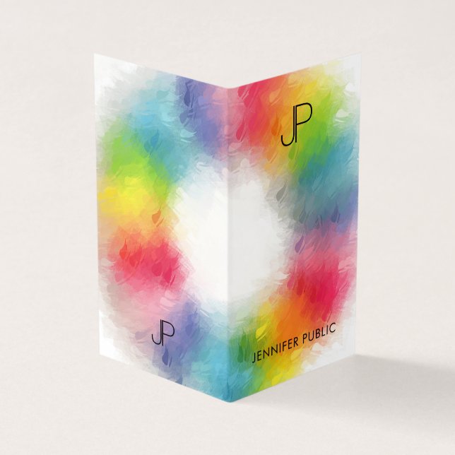 Personalized Modern Elegant Colourful Monogram Business Card (Outside)