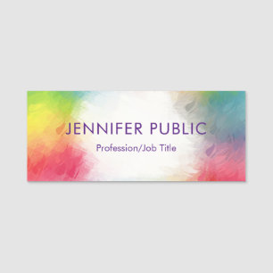 Personalized Modern Elegant Colourful Template Name Tag