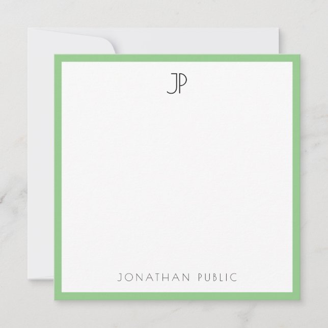 Personalized Modern Elegant Monogram Trendy Sleek Card (Front)