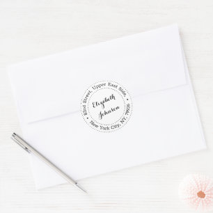 Personalized Modern Elegant Name Return Address Classic Round Sticker