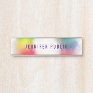 Personalized Modern Elegant Rainbow Colours Trendy Door Sign