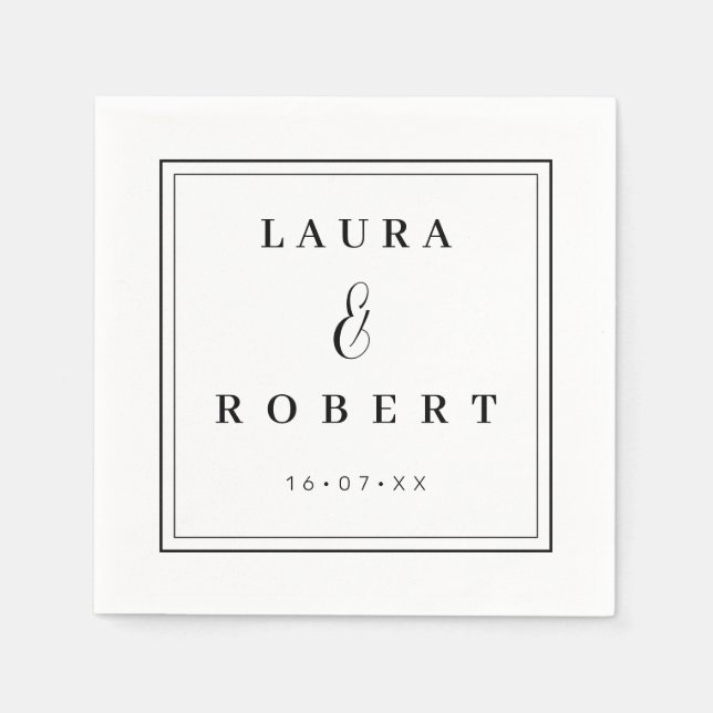 Personalized Modern Elegant Simple Stylish Wedding Napkin (Front)