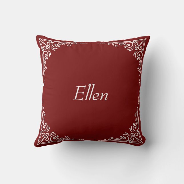 Personalized Modern Elegant Typography Name  Throw Pillow (Back)