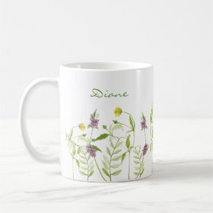 Personalized modern elegant watercolor wildflower coffee mug