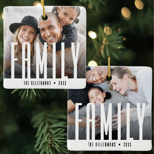 Personalized Modern Family 2 Photo Ceramic Ornament