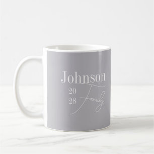 Personalized Modern Family Name Grey Coffee Mug