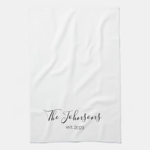 Personalized Modern Family Name Minimalist Templat Kitchen Towel