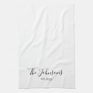 Personalized Modern Family Name Minimalist Templat Kitchen Towel