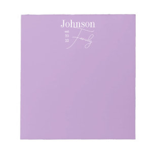 Personalized Modern Family Name Purple Lilac Notepad