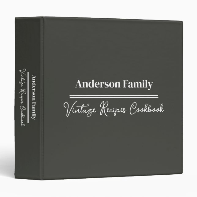 Personalized Modern Family Recipe Cookbook Binder (Front/Spine)