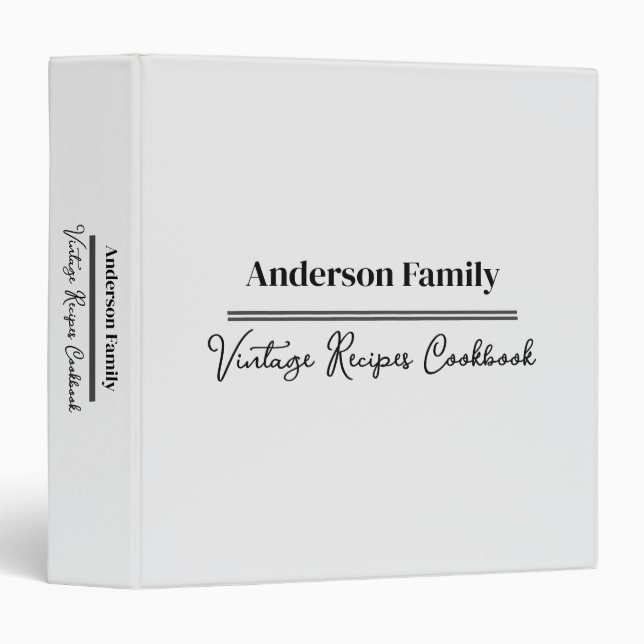 Personalized Modern Family Recipe Cookbook Binder (Front/Spine)
