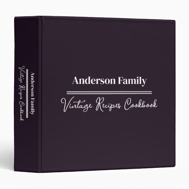 Personalized Modern Family Recipe Cookbook Binder (Front/Spine)