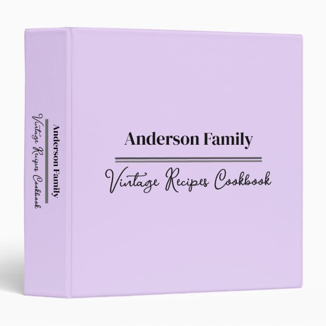 Personalized Modern Family Recipe Cookbook Binder (Front/Spine)