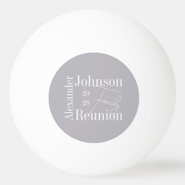 Personalized Modern Family Reunion Typography Ping Pong Ball (Front)