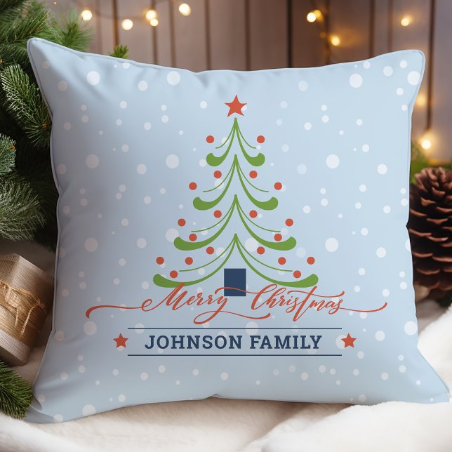Personalized Modern Farmhouse Christmas Tree Throw Pillow (Creator Uploaded)
