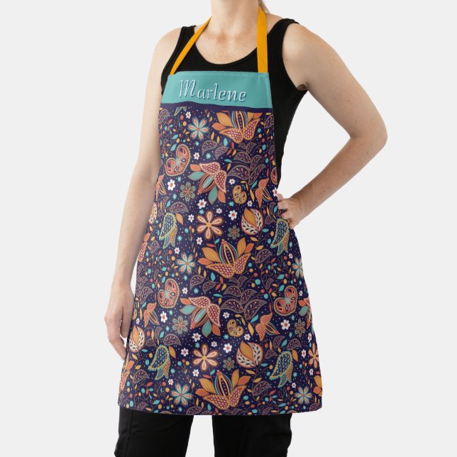 Personalized Modern Floral Apron (Insitu)