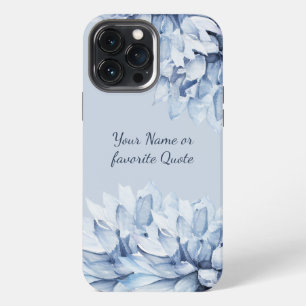 Personalized Modern Floral Dusty Blue iPhone 13 Pro Max Case
