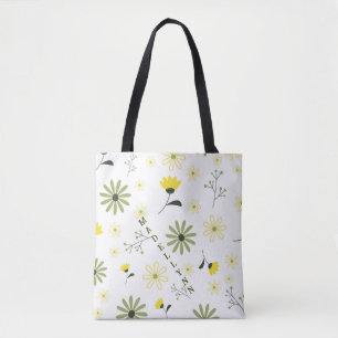 Personalized Modern Floral Wildflowers Bridesmaid  Tote Bag