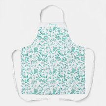 Personalized Modern Foodie Drawing Print Apron