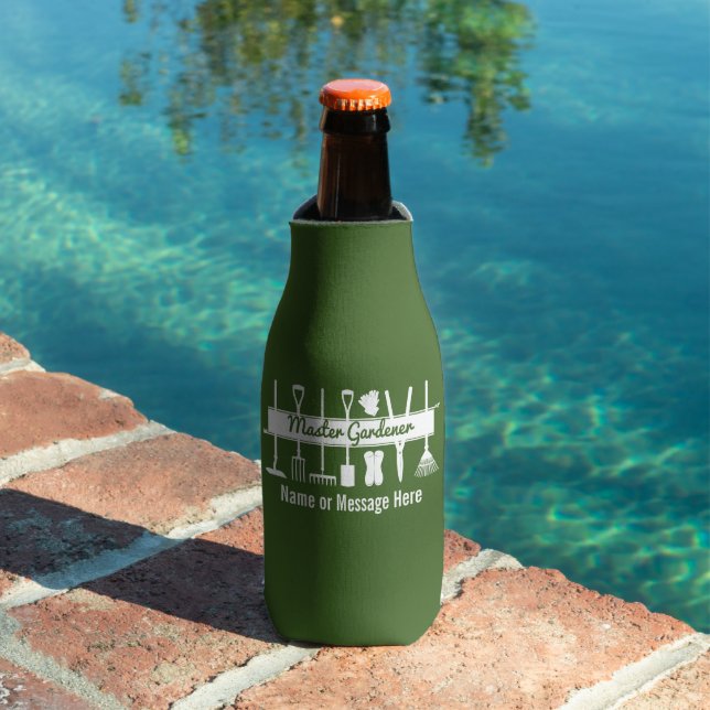 Personalized Modern Forest Green Master Gardener Bottle Cooler (In Situ Pool)