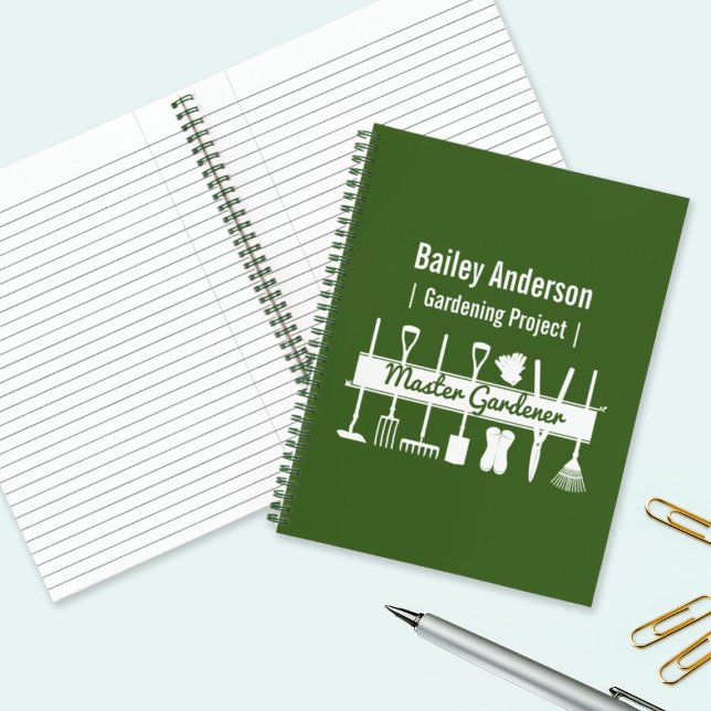 Personalized Modern Forest Green Master Gardener Notebook (Creator Uploaded)