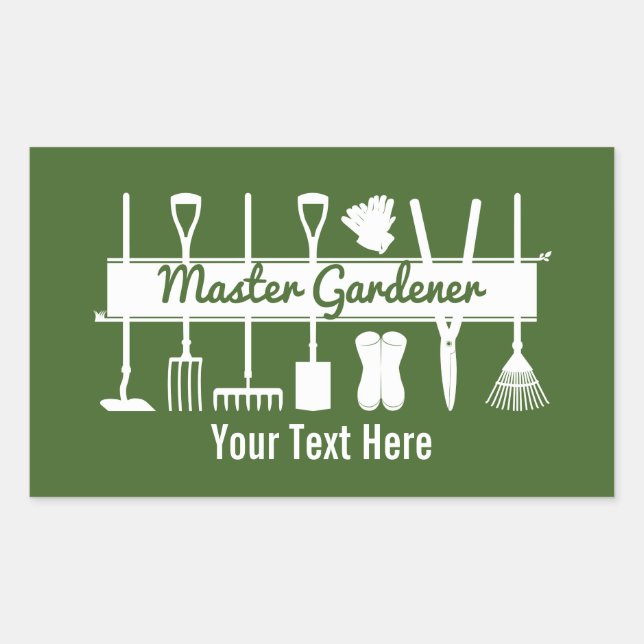 Personalized Modern Forest Green Master Gardener Sticker (Front)