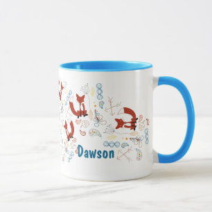 Personalized Modern Fox Woodland Pattern Mug