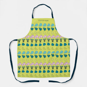Personalized Modern Fruit & Veggie Print Apron