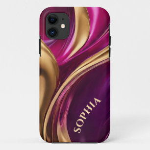 Personalized Modern-Fuchsia Purple and Gold- iPhone 11 Case