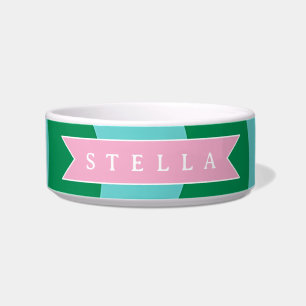 Personalized Modern Fun Green Wave Stripes Custom Bowl