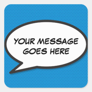Personalized Modern Fun Speech Bubble Blue Square Sticker