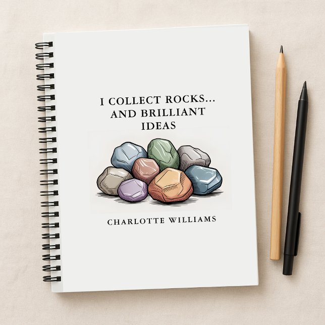 Personalized Modern Funny Rock Collector Gift Notebook (Personalized Notebook Gift for Rock Collector )