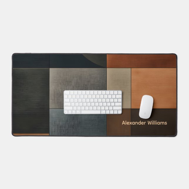Personalized Modern Geometric Earthy Desk Mat (Keyboard & Mouse)