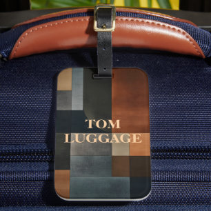 Personalized Modern Geometric Earthy Luggage Tag