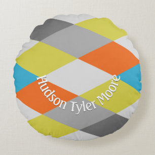 Personalized Modern Geometric Pattern Round Pillow