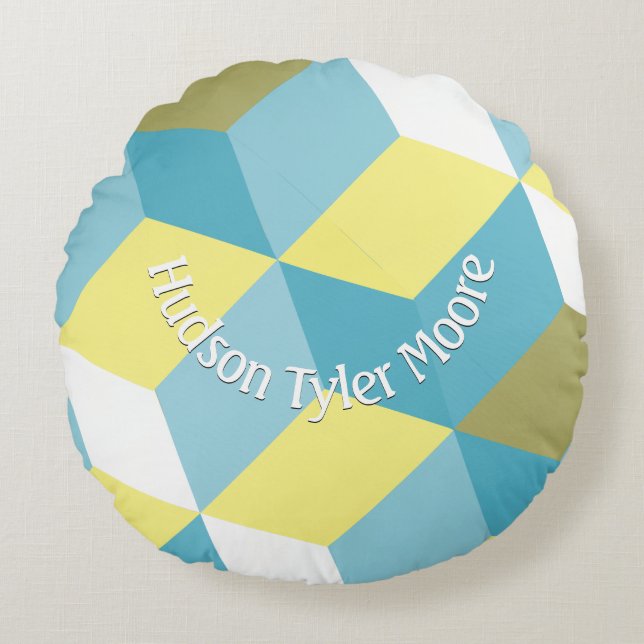 Personalized Modern Geometric Pattern Round Pillow (Front)