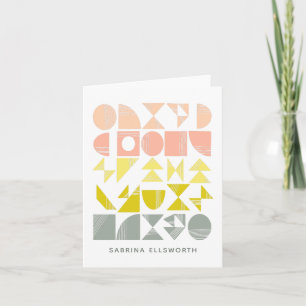 Personalized Modern Geometric Peach Pastel Note Card