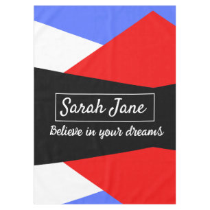 Personalized Modern Geometric Red & Blue Tablecloth