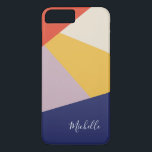 Personalized Modern Geometric Triangles Case-Mate iPhone Case<br><div class="desc">Here's a bright modern version of the popular asymmetrical triangle pattern using this year's trending colours in shades of coral, green, ochre, tan, mauve, and navy blue. The design has been created so that it can be personalized with your name using a script typography font you're going to love. This...</div>