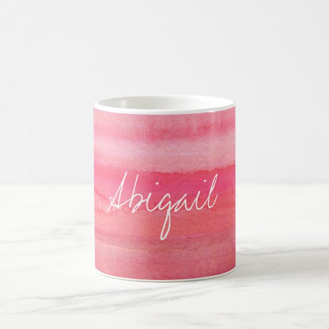 Personalized Modern Girl Pink Rose Coffee Mug (Center)